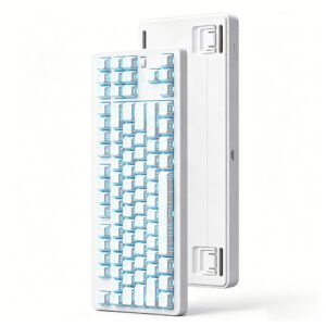 G87 V2 White Uniform Height Solid Line Ice Blue Switch [Tri-Mode + Knob]